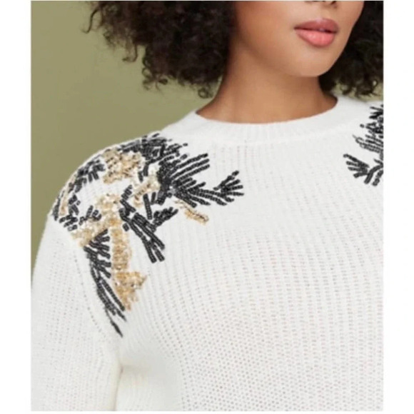 Lane bryant sequin shoulder cream knit dolman sleeve sweater sz 22/24 - Picture 3 of 16